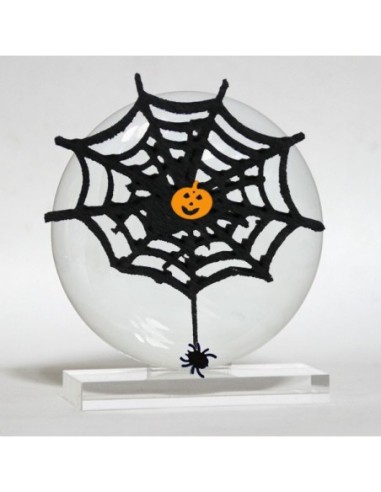 MEDALLÓN PORCELANA c/ peana METACRILATO, telaraña