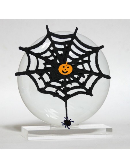 MEDALLÓN PORCELANA c/ peana METACRILATO, telaraña